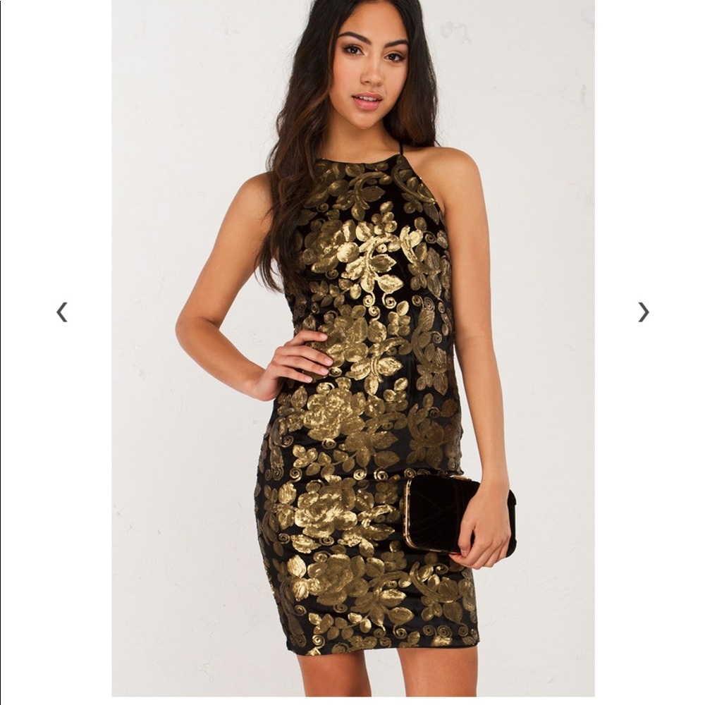 Akira “Just Me” sequined velvet bodycon dress